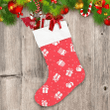 White Gift Boxes Pattern On Red Background Christmas Stocking