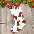 Red And Green Striped Christmas Socks With Plant Christmas Stocking