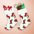 Red And Green Striped Christmas Socks With Plant Christmas Stocking