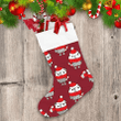Christmas Owls In Santa Hat And Scarf On Red Background Christmas Stocking