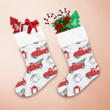 Hand Drawn Red Ribbon Gift Boxes And Red Trucks Pattern Christmas Stocking