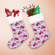 Christmas Santa And Gift On Pink And Lilac Colors Christmas Stocking