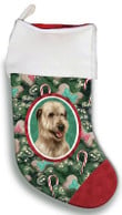 Nice Irish Wolfhound Fawn Christmas Stocking Christmas Gift Red And Green Tree Candy Cane