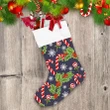 Seasonal Winter Christmas Candy Canes Berries And Snowflakes Pattern Christmas Stocking