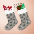 Christmas With Leaves And Dots On Grey Silver Christmas Stocking