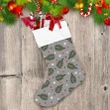 Christmas With Leaves And Dots On Grey Silver Christmas Stocking