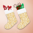 Yellow Brown Berries Branches On White Background Pattern Christmas Stocking