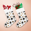 Golden Cookies And Flowers In Scandinavian Style Pattern Christmas Stocking