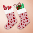 Red Silhouette Icon Including Mittens Socks Candy And Berries Christmas Stocking