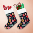 Awesome Christmas Ornaments Pattern On Black Background Christmas Stocking