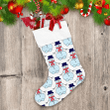 Christmas With Happy Snowman In Hat And Red Scarf Christmas Stocking