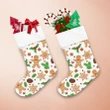 Festive Cartoon Gingerbread Man Pine Cones And Holly Berries Christmas Stocking