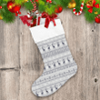 Christmas Background Knitted Deer And Snowflake On Gray Background Christmas Stocking