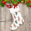 Llamas In Christmas Clothes And Cute Cactus Christmas Stocking