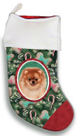 Pomeranian Orange Christmas Stocking Green And Red Candy Cane Tree Christmas Gift
