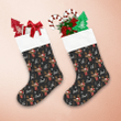 Christmas Reindeer With Santa Hat And Scarf Christmas Stocking