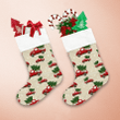 Illustrated Transportation Red Truck With Spruce Tree Christmas Stocking