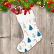 Christmas Tree With Yellow Star And Candy Cane Christmas Stocking