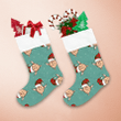 Funny Cartoon Smiling Faces Gnome Pattern Christmas Stocking