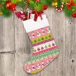 Xmas Snowman Holly Berries Light Poinsettia Christmas Stocking