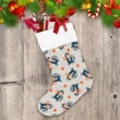 Christmas Pattern Of Animal With Scarf And Tree On Light Background Christmas Stocking