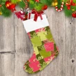 Retro Outline Gift Boxes In Green And Pink Pattern Christmas Stocking