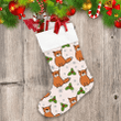 Cartoon Wild Fox Mistletoe Berries And Snowflakes Pattern Christmas Stocking