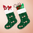 Christmas Dachshund Dog In Sweater On Green Christmas Stocking