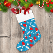 Blue Santa Claus Hat With Red Mittens Pattern Christmas Stocking