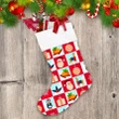 Special Christmas Pattern Checkered Style With Santa Deer Bell Christmas Stocking