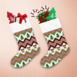 Design Geometric Shapes With Trees And Bells Zigzag Pattern Christmas Stocking