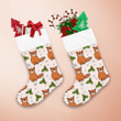 Cartoon Wild Fox Mistletoe Berries And Snowflakes Pattern Christmas Stocking