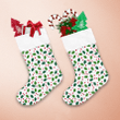 Awesome Green Holly Berry And Snowflake On White Background Christmas Stocking