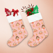 Cute Christmas Houses Cookies And Trees On Pink Background Christmas Stocking