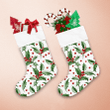Large Holly Leaves And Red Berries On White Background Christmas Stocking