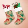 Vintage Hand Drawn Red And Green Sketch Christmas Trucks And Trees Christmas Stocking