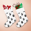 Black And White Christmas Mittens Postcards And Snow Globe Pattern Christmas Stocking