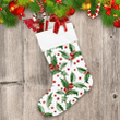 Large Holly Leaves And Red Berries On White Background Christmas Stocking