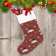Cute Holiday Illustration With Christmas Tree And Car On Red Background Christmas Stocking