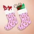 Cute Baby Reindeer Christmas Pink Background Pattern Christmas Stocking