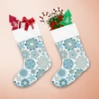 Patchwork Style Florals Snowfalkes On White Background Pattern Christmas Stocking