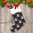 Christmas Winter Cute Pengguins With Hearts Doodle Style Christmas Stocking