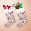 Christmas Candy Cane And White Snowball Christmas Stocking