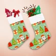 Monkey Santa Claus Gift Box And Christmas Tree Christmas Stocking