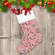 Ideal Cartoon Gnomes And Candies On Pink Background Christmas Stocking