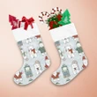 Cute Polar Bears With Scarf On Blue Snowflake Background Christmas Stocking