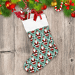 Merry Xmas Impressive Santa Claus And Snowflake On Light Green Design Christmas Stocking