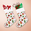 Christmas Golden Bell Candy Cane And Poinsettia Flower Christmas Stocking