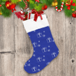 Dark Blue Background Gift Boxes Tied With Ribbons And Snowflakes Christmas Stocking