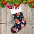 Decorative Holiday Symbols With Mittens Glove Snoflakes On Dark Background Christmas Stocking